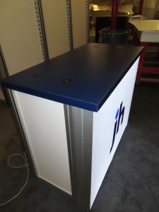 MOD-1700c Backlit Reception Counter with Wireless Charging Pads, Fabric Graphics, and Locking Storage -- View 2